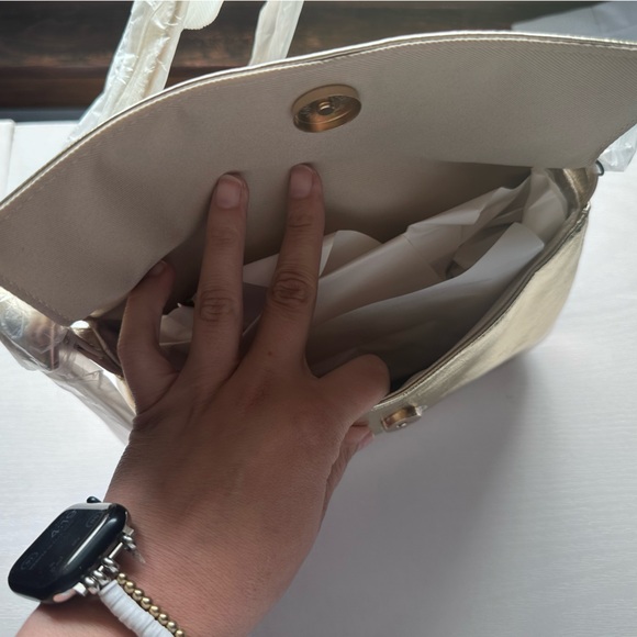 Nicole Miller Gold Cosmetic Bag with Metallic Sheen